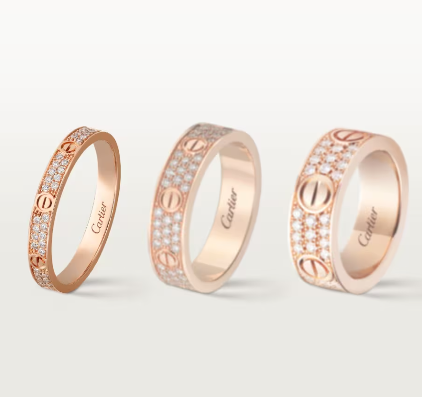 [⭐JeweliWhal]LOVE RING 2.6mm-wide full-diamond ring Rose Gold