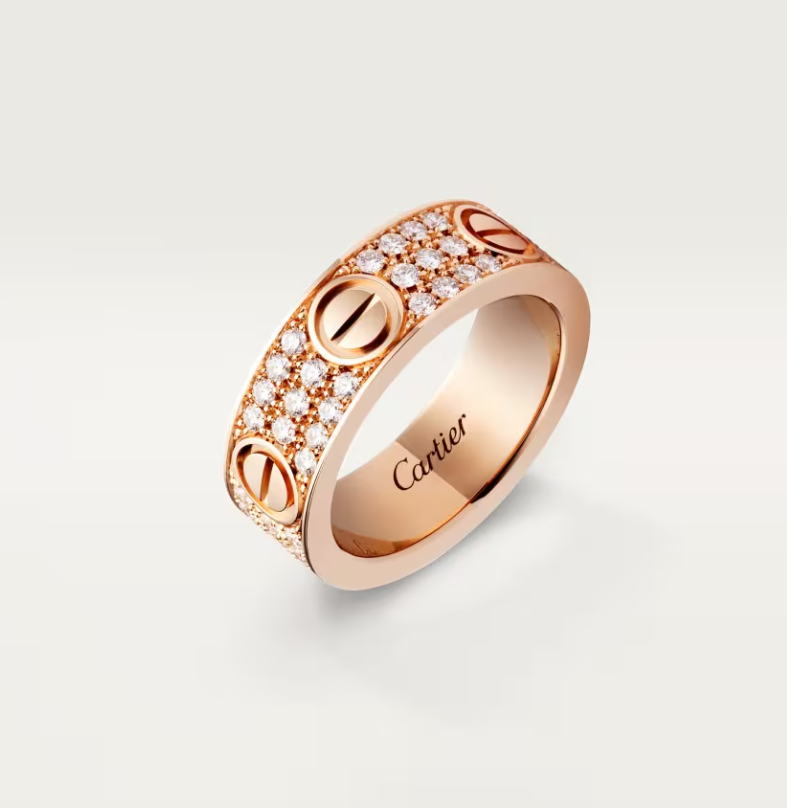 [⭐JeweliWhal]LOVE RING 6.5mm-wide full-diamond ring Rose Gold