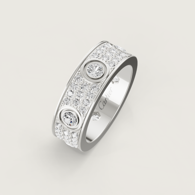 [⭐JeweliWhal]LOVE RING 6.5MM Full Diamond, 6 Major Diamonds Silver
