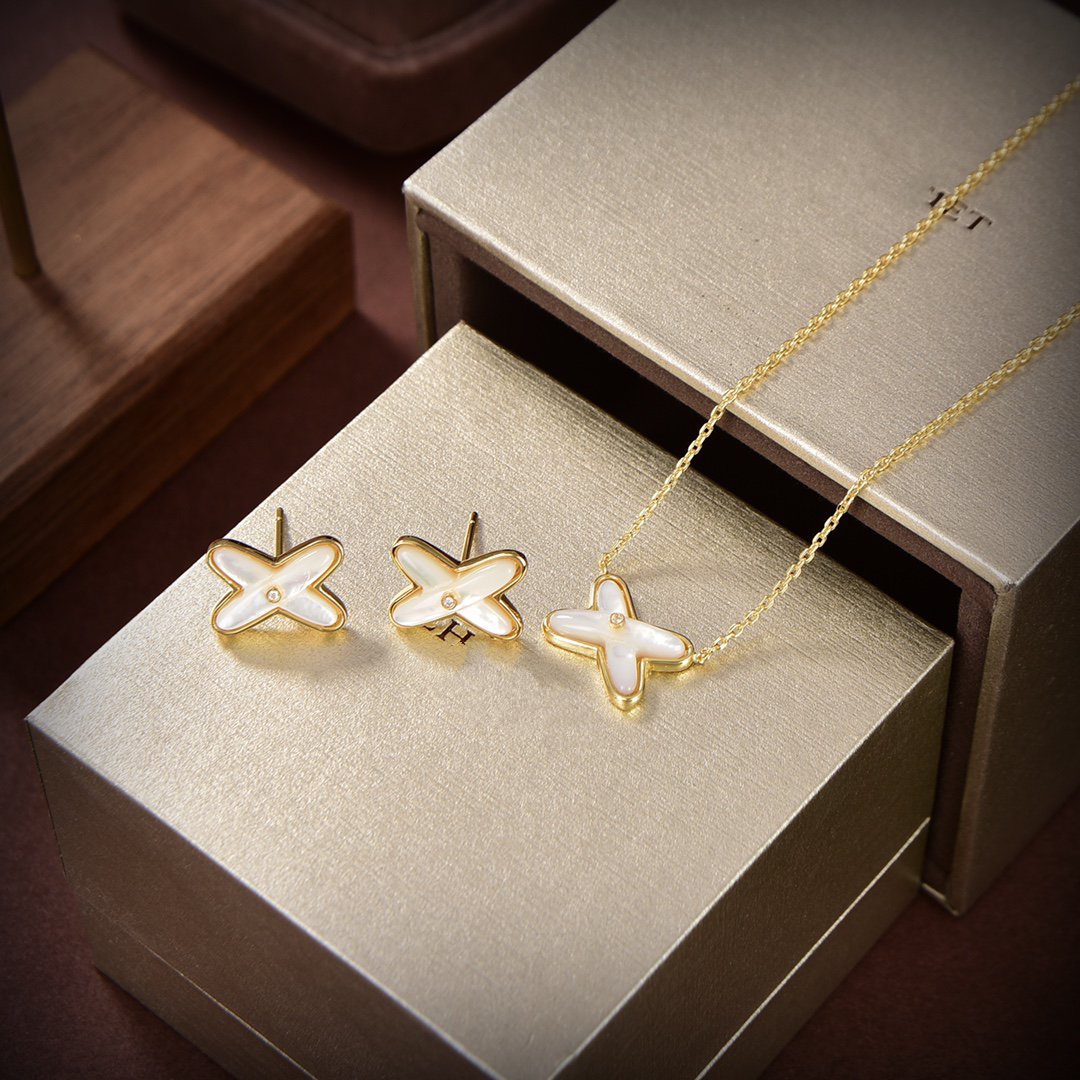 ¡®Jewelicorn¡¯JEUX DE WHITE MOP GOLD DIAMOND EARRINGS