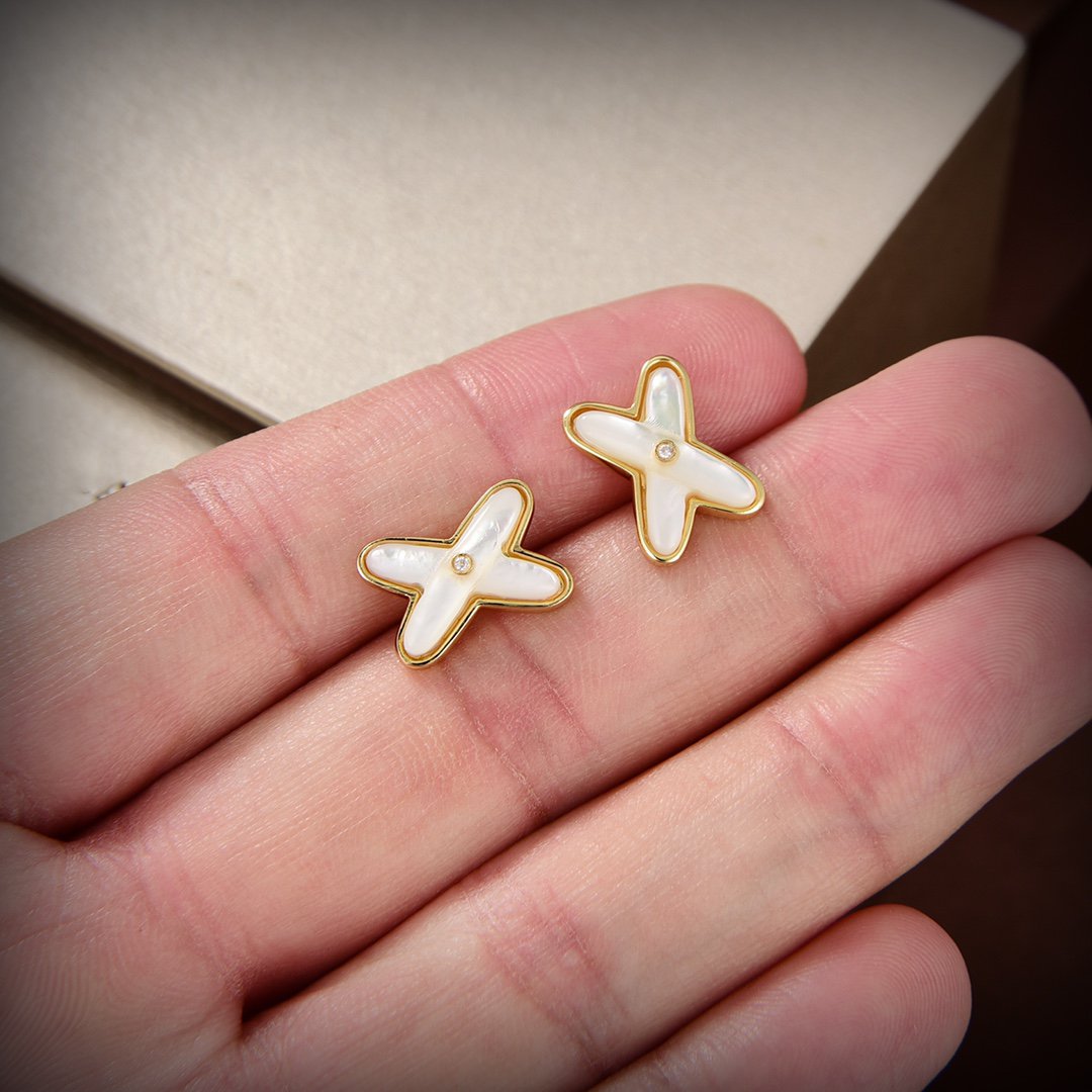 ¡®Jewelicorn¡¯JEUX DE WHITE MOP GOLD DIAMOND EARRINGS