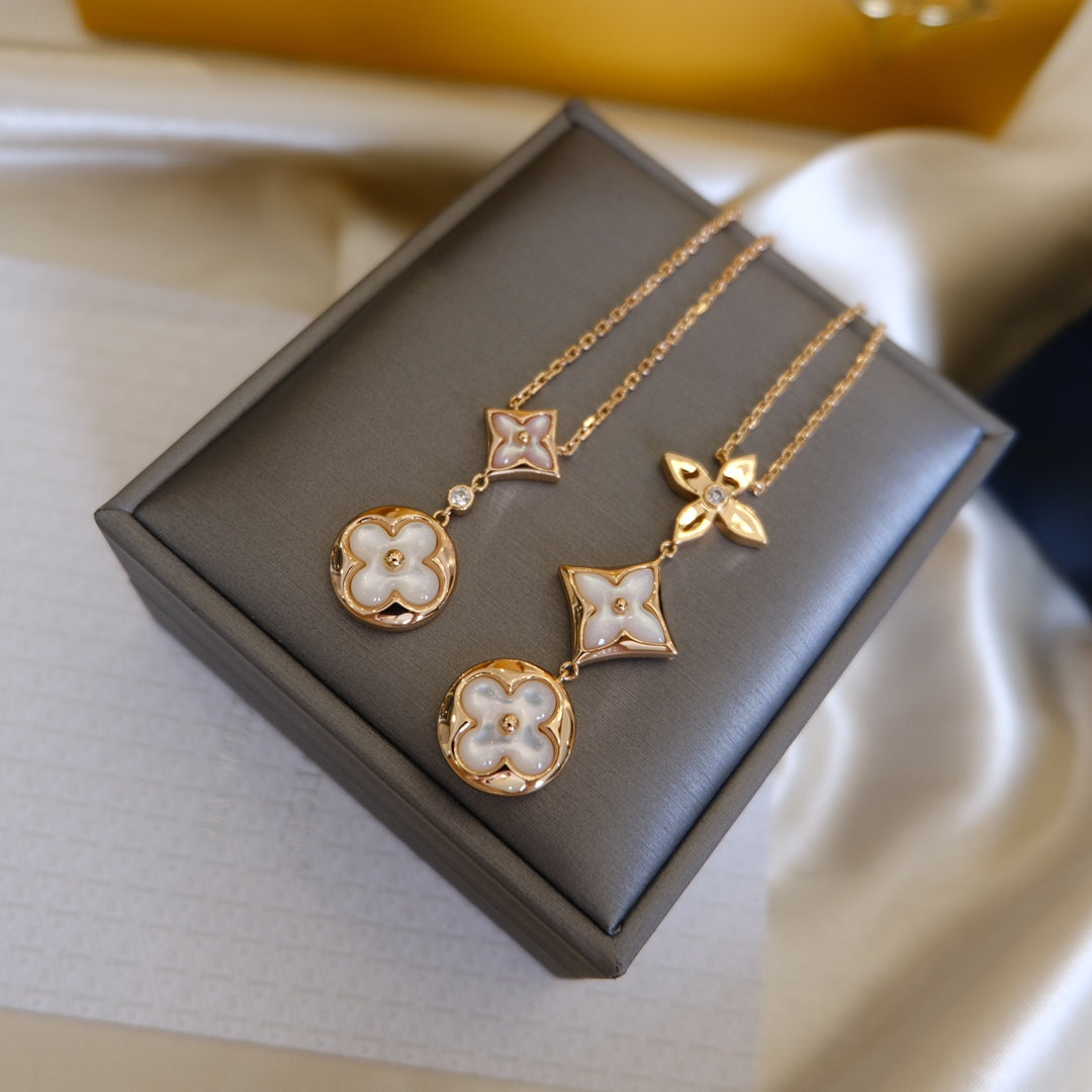 ®Jewelicorn® カラー ブロッサム ラリアット ネックレス ピンク ゴールド ホワイト マザーパール ダイヤモンド