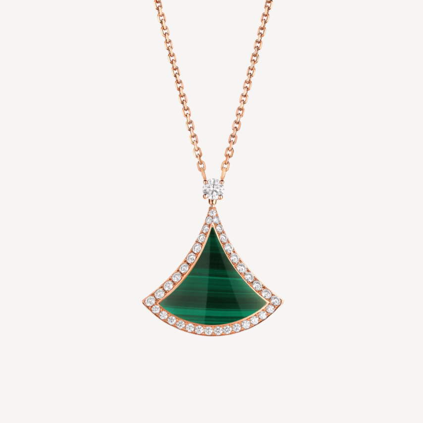 ¡®Jewelicorn¡¯DREAM MALACHITE DIAMOND PAVED PINK GOLD NECKLACE