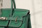 BIRKIN CARGO 25CM GREEN CANVAS AND LEATHER SILVER HARDWARE