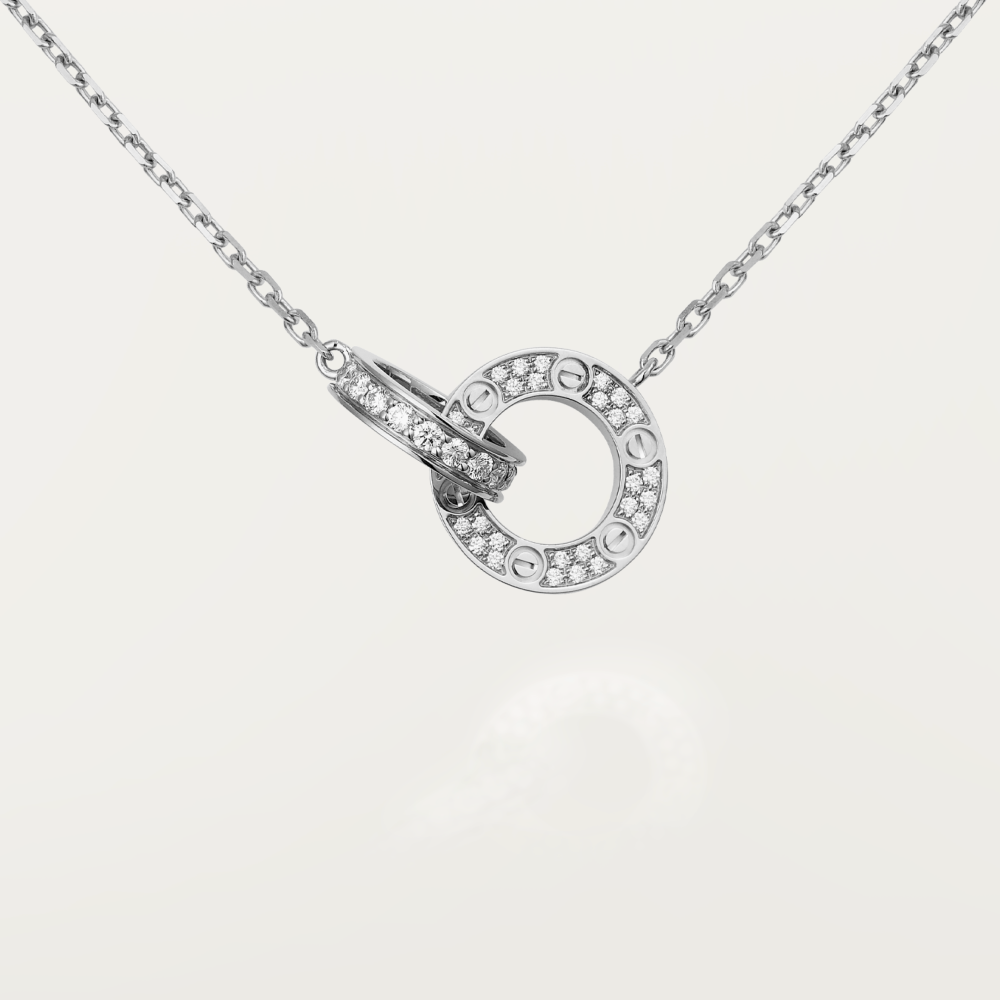 ¡®Jewelicorn¡¯LOVE 7.6MM NECKLACE ROSE GOLD AND SILVER  FULL DIAMOND