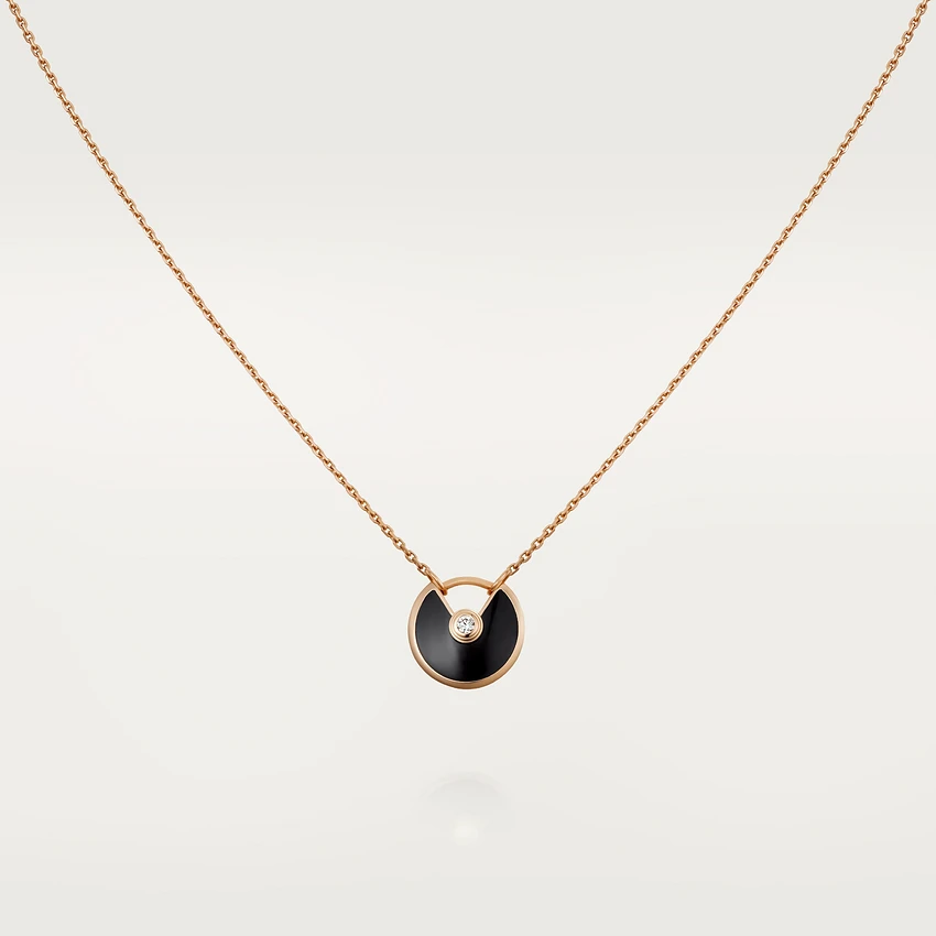 ¡®Jewelicorn¡¯AMULETTE ROSE GOLD ONYX NECKLACE
