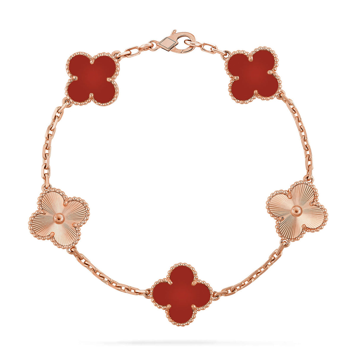 [⭐JeweliWhal] CLOVER 5 MOTIF RED CORNELIAN BRACELET COLLECTION