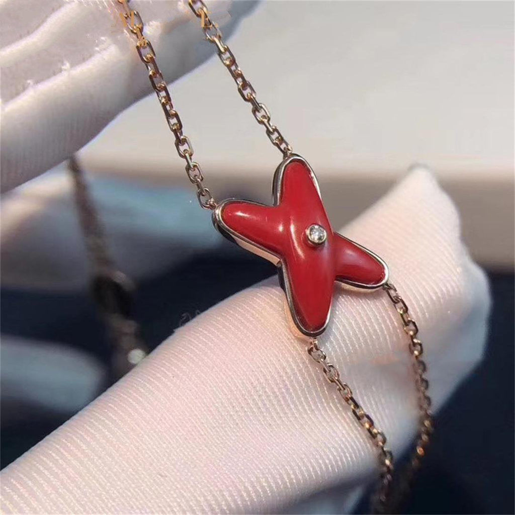 ®Jewelicorn® JEUX ブレスレット カーネリアン ピンクゴールド ダイヤモンド1個