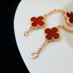 [⭐JeweliWhal] CLOVER 5 MOTIF RED CORNELIAN BRACELET COLLECTION
