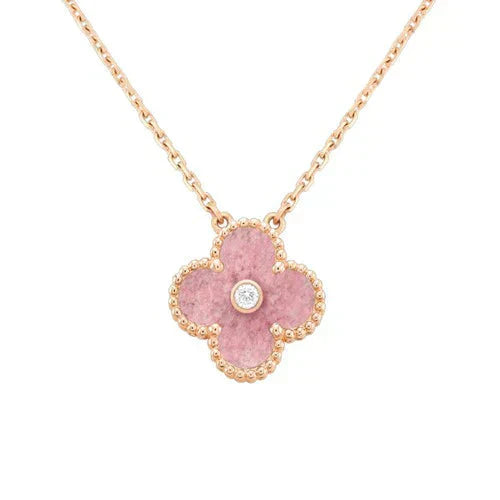 ¡®Jewelicorn¡¯CLOVER 15MM DIAMOND RHODONITE NECKLACE