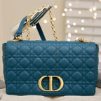 GROSSE CARO-TASCHE 28 TIEFES OZEANBLAU GESCHMEIDIGES CANNAGE-KALBLEDER 