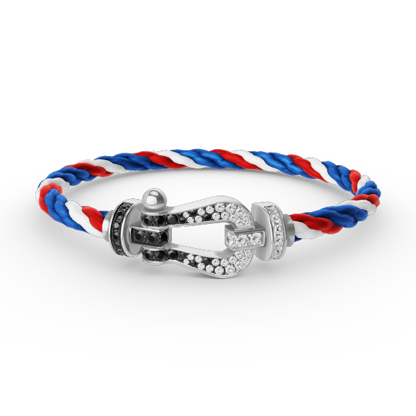 ¡®Jewelicorn¡¯FORCE LARGE HORSESHOE BLACK WHITE DIAMOND BRACELET SILVER