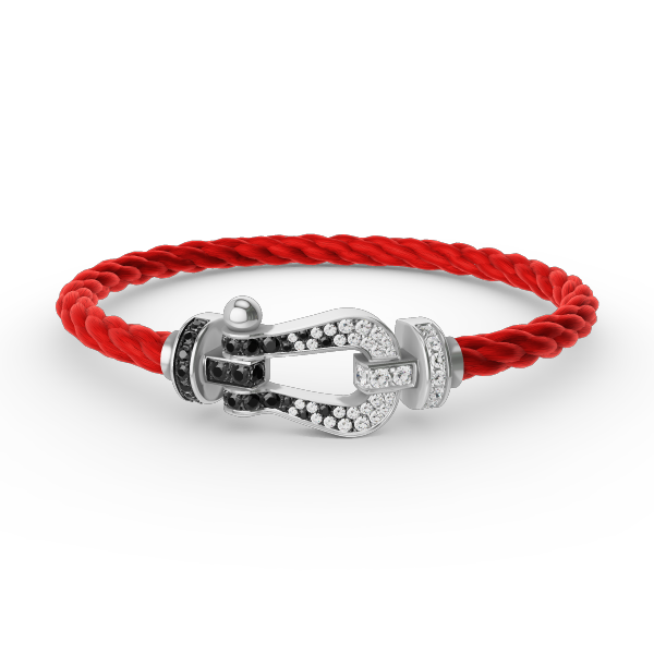 ¡®Jewelicorn¡¯FORCE LARGE HORSESHOE BLACK WHITE DIAMOND BRACELET SILVER