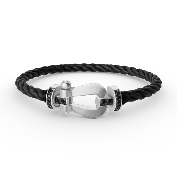 ¡®Jewelicorn¡¯FORCE LARGE HORSESHOE BLACK DIAMOND BRACELET SILVER