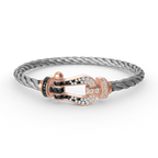 ¡®Jewelicorn¡¯FORCE LARGE HORSESHOE BLACK WHITE DIAMOND BRACELET ROSE GOLD