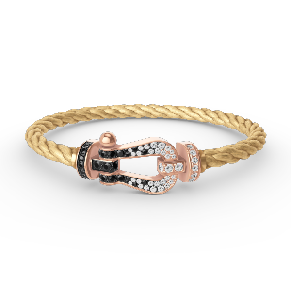 ¡®Jewelicorn¡¯FORCE LARGE HORSESHOE BLACK WHITE DIAMOND BRACELET ROSE GOLD