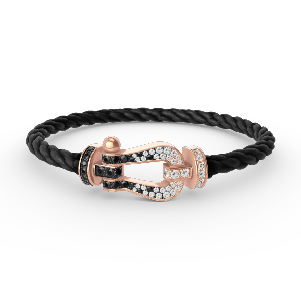 ¡®Jewelicorn¡¯FORCE LARGE HORSESHOE BLACK WHITE DIAMOND BRACELET ROSE GOLD