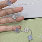 [⭐JeweliWhal] CLOVER 5 MOTIF PURPLE CHALCEDONY BRACELET COLLECTION