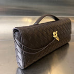 BV Long Clutch Andiamo mit Henkel 31cm Schokoladenbraunes Kalbsleder Ghw 