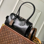 SPEEDY CARGO VIBE 28 IN BLACK LAMBSKIN MONOGRAM LOGO TAG