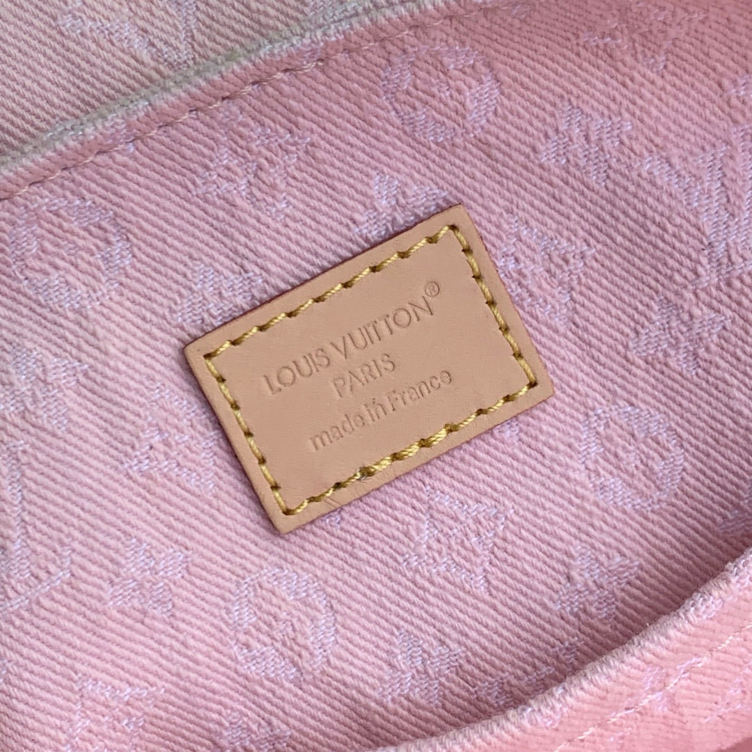 VENICE BACKPACK 24 IN PINK MONOGRAM DENIM GOLD HARDWARE