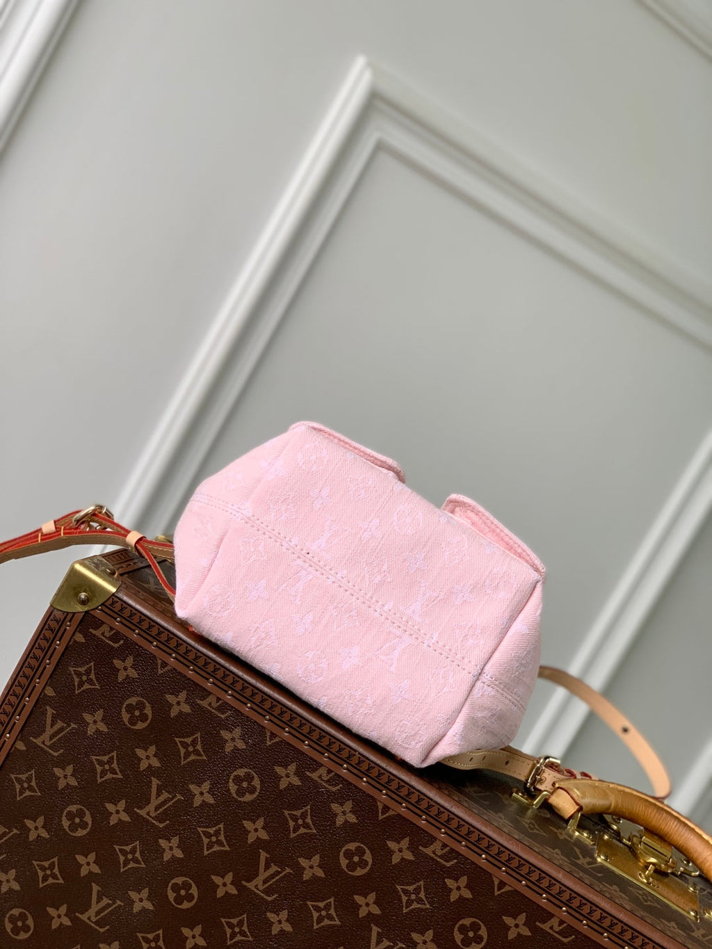 VENICE BACKPACK 24 IN PINK MONOGRAM DENIM GOLD HARDWARE