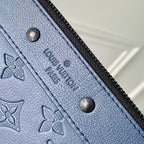 POCHETTE TOGO 30 IN DARK BLUE MONOGRAM ECLIPSE CALFSKIN EMBOSSED LOGO