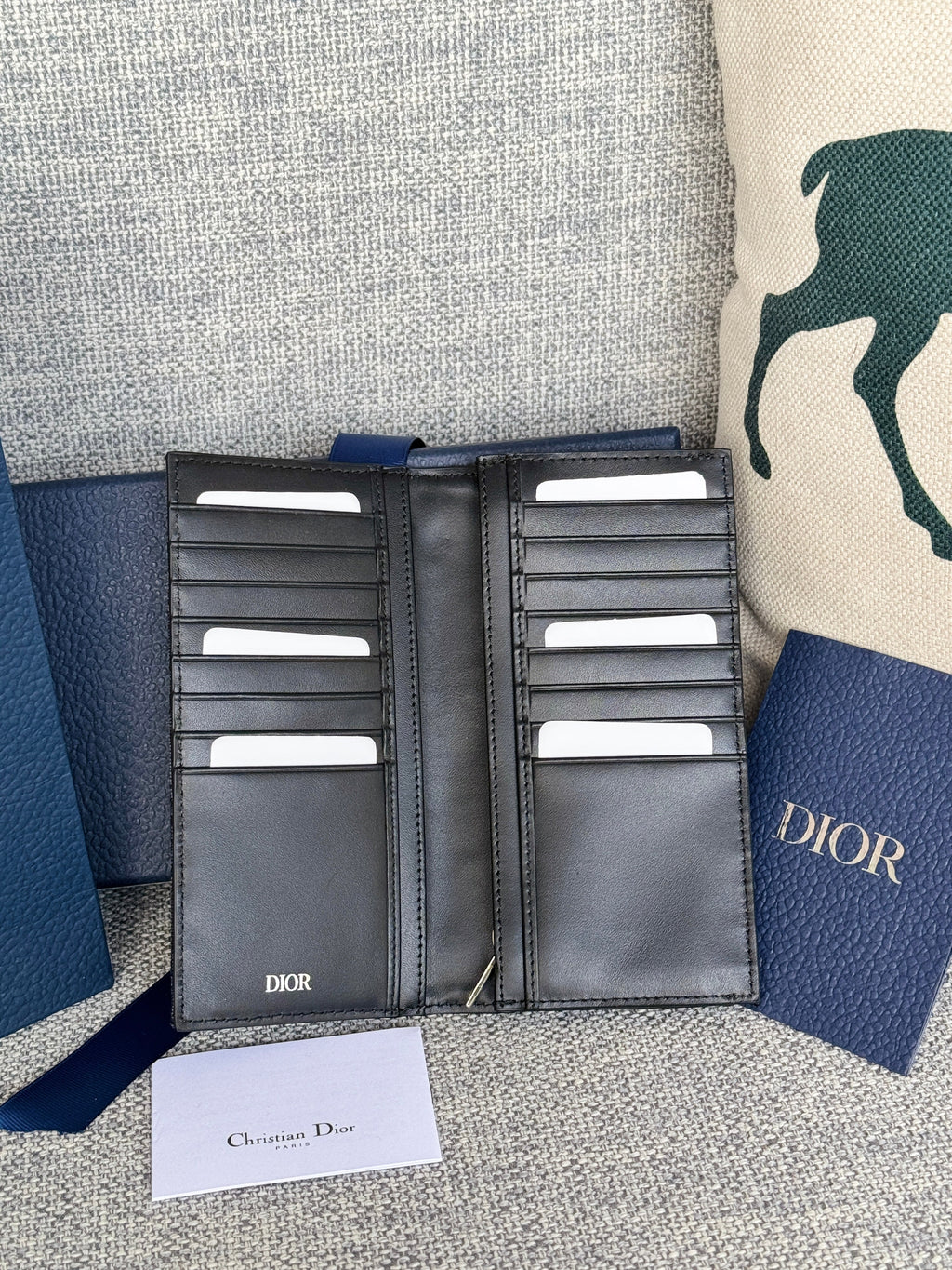 Vertikale lange Geldbörse 19 Zoll blau Monogramm Schräg Jacquard