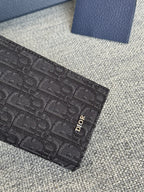 Vertikale lange Geldbörse 19 Zoll in Schwarz, Monogramm, schräger Jacquard