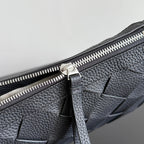 BOTTEGA VENETA 25S DIAGO 25 IN DUNKELOLIVGRAUEM KALBSLEDER SILBERNE BESCHLÄGE