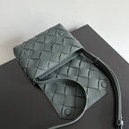 BOTTEGA VENETA 25S DIAGO 22 IN STEEL GRAU KALBSLEDER SILBERNE BESCHLÄGE