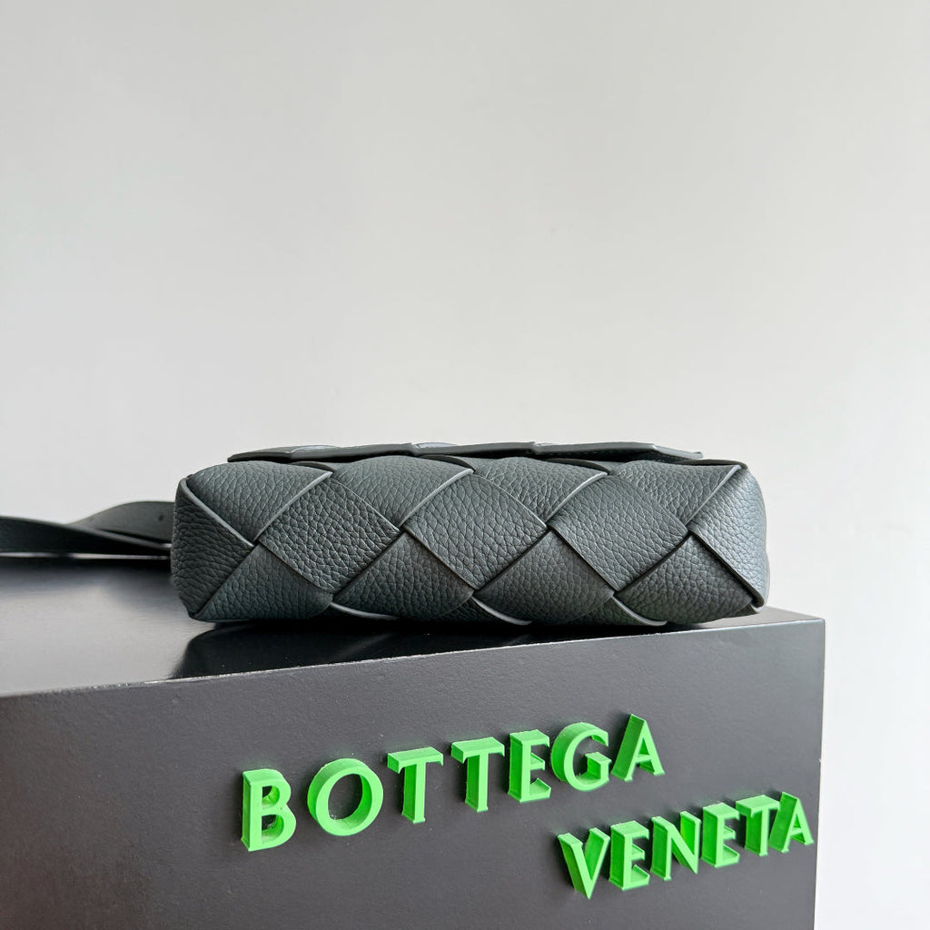 BOTTEGA VENETA 25S DIAGO 22 IN STEEL GRAU KALBSLEDER SILBERNE BESCHLÄGE