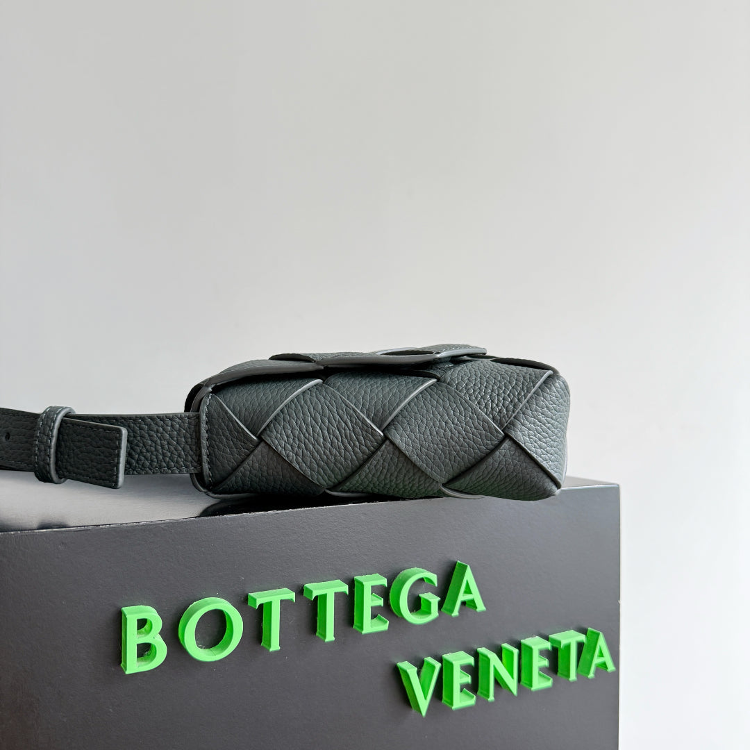 BOTTEGA VENETA 25S DIAGO 22 IN STEEL GRAU KALBSLEDER SILBERNE BESCHLÄGE