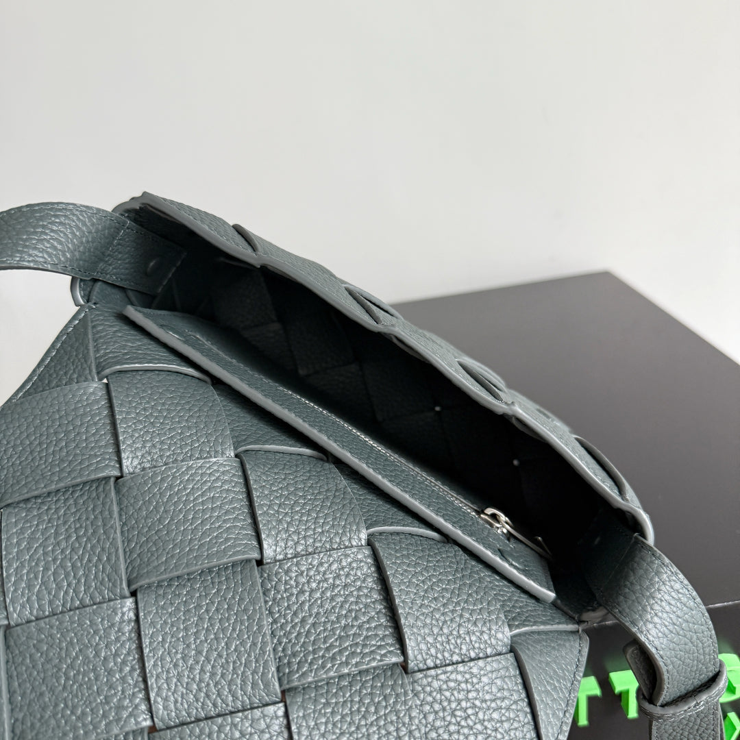 BOTTEGA VENETA 25S DIAGO 22 IN STEEL GRAU KALBSLEDER SILBERNE BESCHLÄGE