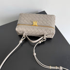 BOTTEGA VENETA 25S BANG BANG 22 IN WARMER GRAUER INTRECCIATO-KALBSLEDER-GOLD-HARDWARE
