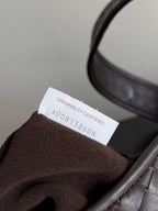 BOTTEGA VENETA 25S GROSSE VENETO-TASCHE 38 IN DUNKELBRAUNES KALBSLEDER SILBERNE BESCHLÄGE