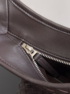 BOTTEGA VENETA 25S GROSSE VENETO-TASCHE 38 IN DUNKELBRAUNES KALBSLEDER SILBERNE BESCHLÄGE