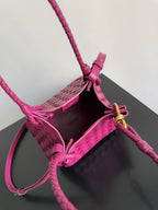 BOTTEGA VENETA 25S KLEINER FALLSCHIRM 21 IN HIMBEERROSA KALBSLEDER GOLDENE BESCHLÄGE