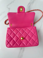 CC SMALL 20 FLAP BAG IN DEEP PINK CALFSKIN