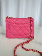 CC SMALL 20 FLAP BAG IN DEEP PINK CALFSKIN