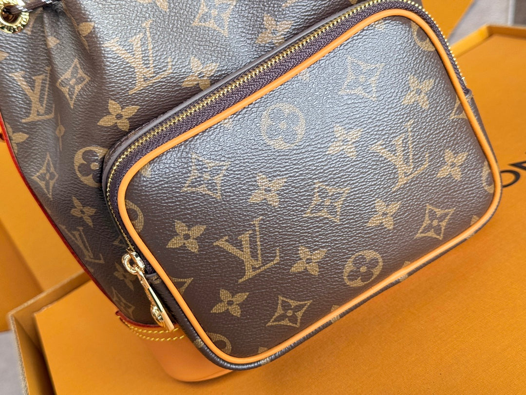 LV 25S NOÉ CARGO 24 IN BROWN MONOGRAM CANVAS GOLD HARDWARE