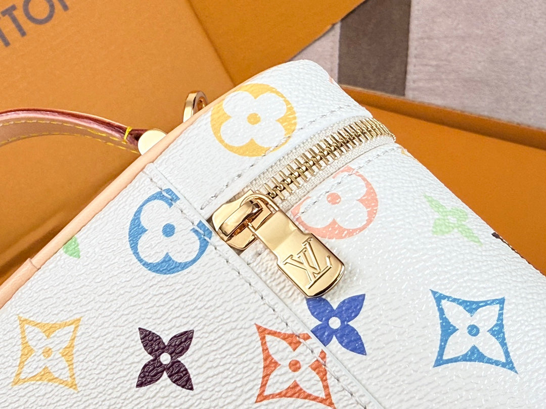 LV 25S VANITY POUCH 19 IN MULTICOLOR MONOGRAM CANVAS GOLD HARDWARE