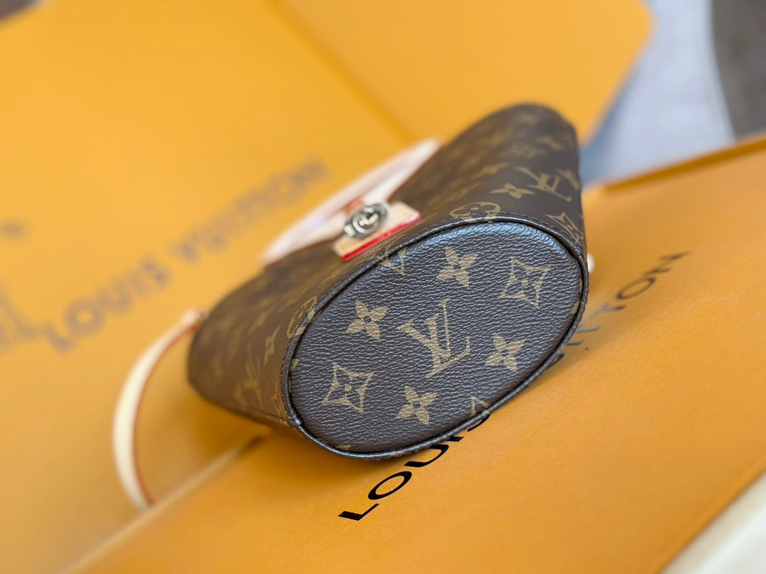LV 25S RIVAGE BB 18 IN BROWN MONOGRAM CANVAS AND CALFSKIN GOLD HARDWARE