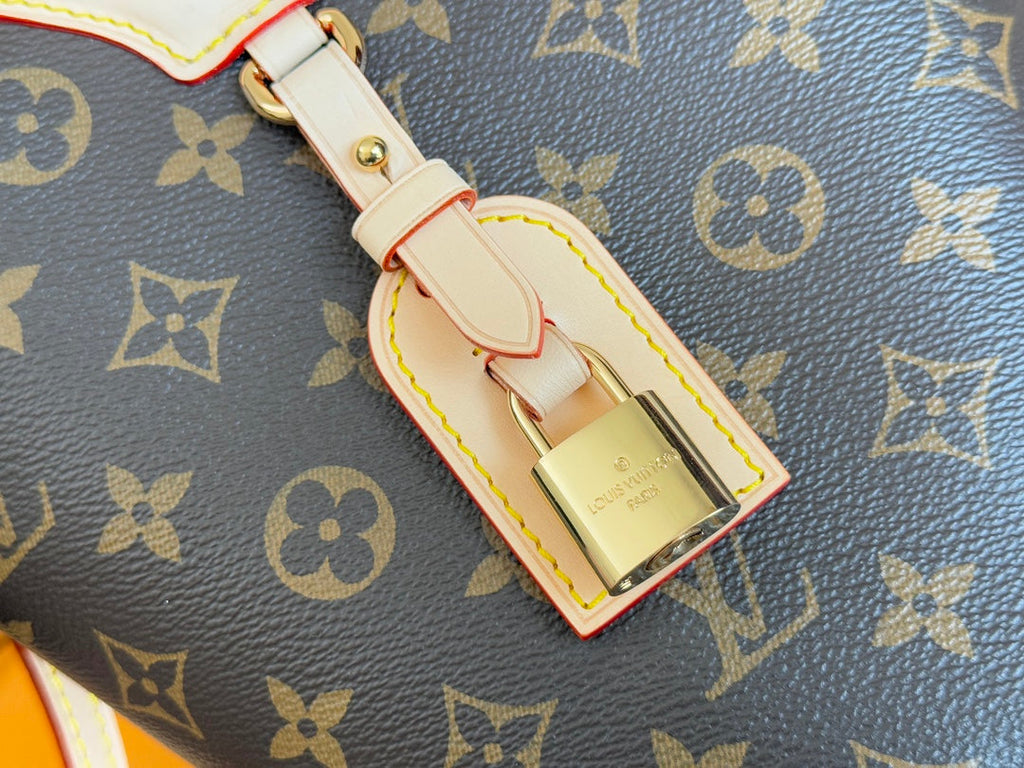 LV 25S RIVAGE BB 18 IN BROWN MONOGRAM CANVAS AND CALFSKIN GOLD HARDWARE