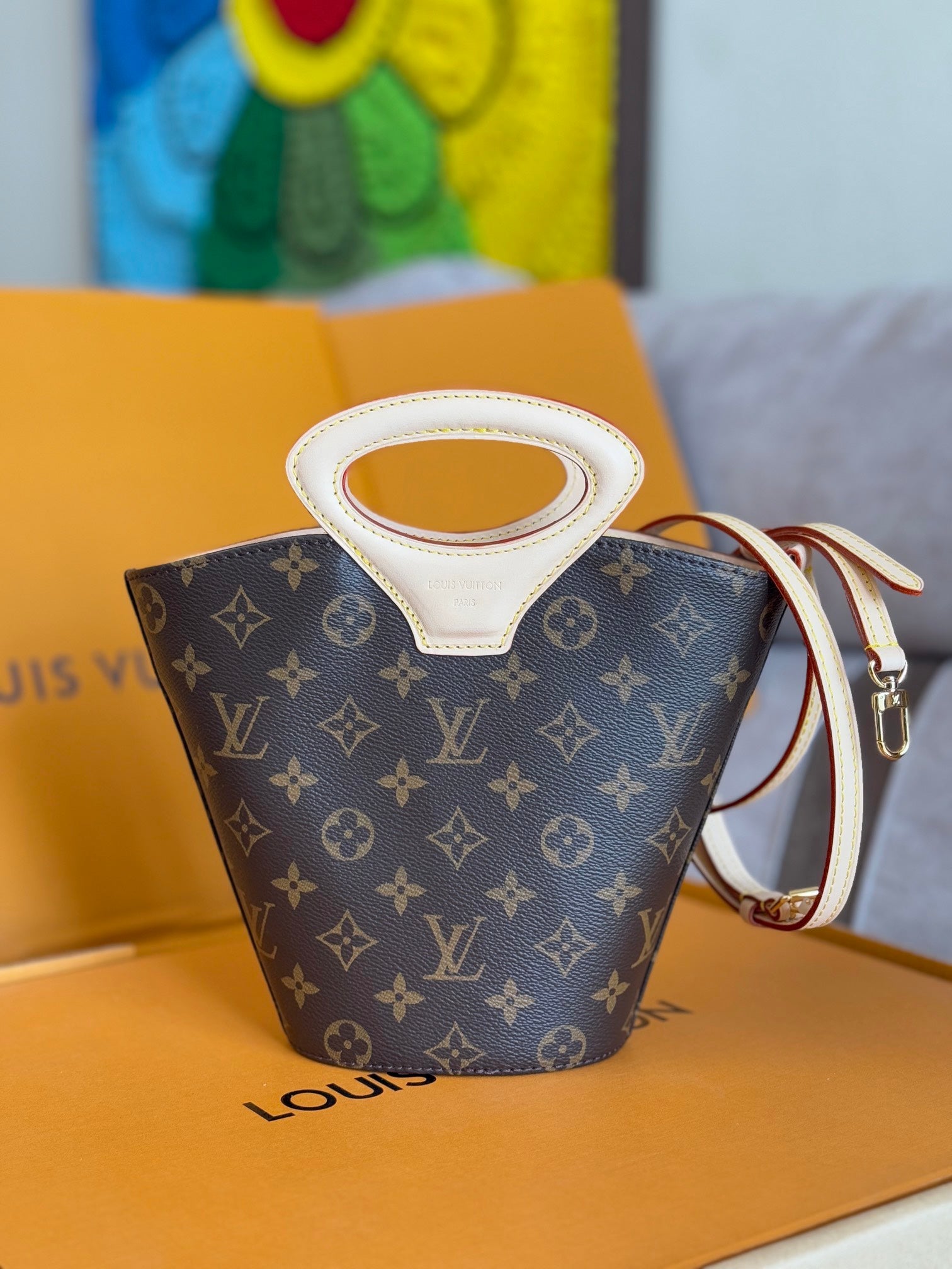 LV 25S RIVAGE BB 18 IN BROWN MONOGRAM CANVAS AND CALFSKIN GOLD HARDWARE