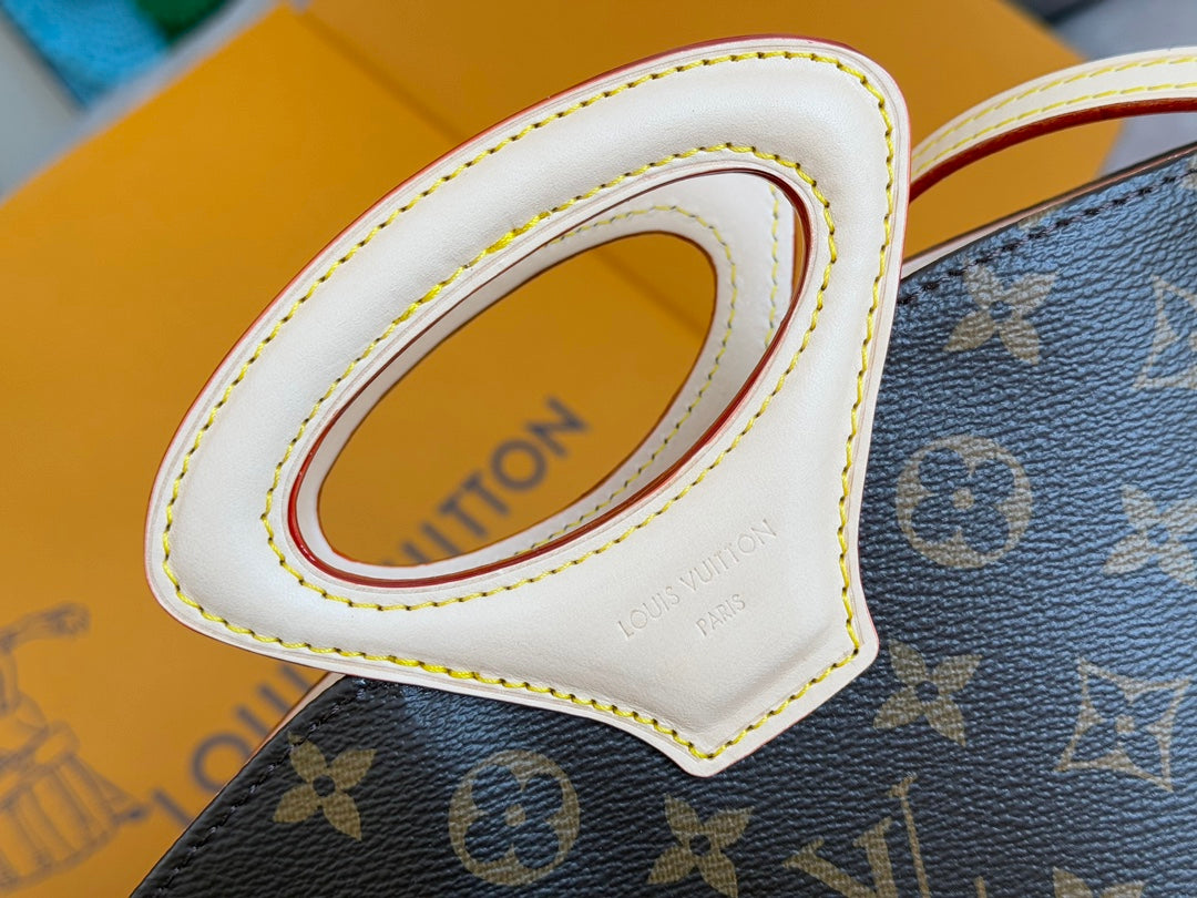 LV 25S RIVAGE BB 18 IN BROWN MONOGRAM CANVAS AND CALFSKIN GOLD HARDWARE