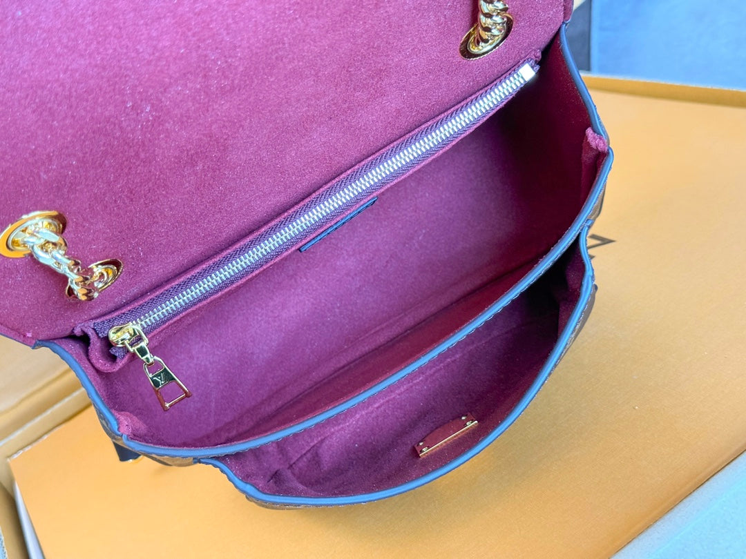 LV 25S CHAIN BAG 24 IN BROWN MONOGRAM CANVAS GOLD HARDWARE