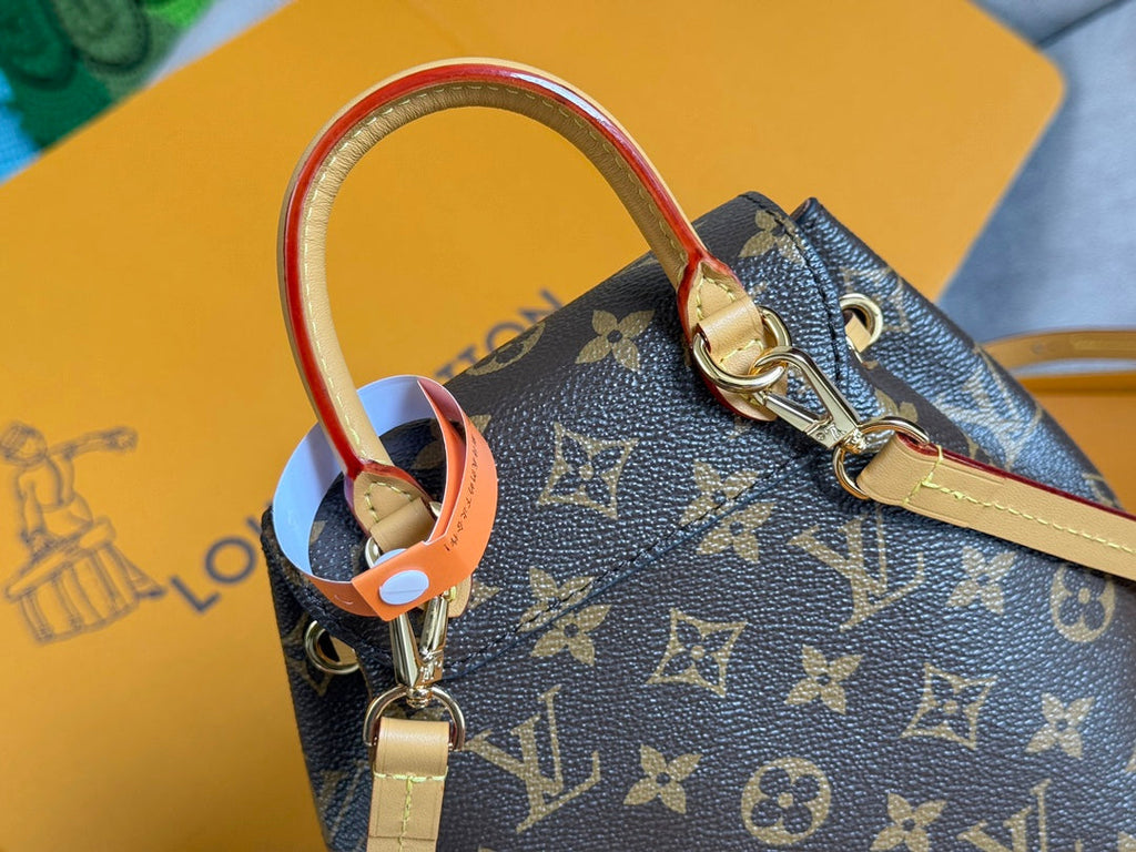 LV 25S MONTSOURIS MINI 20 IN BROWN MONOGRAM CANVAS LEATHER TRIM GOLD HARDWARE