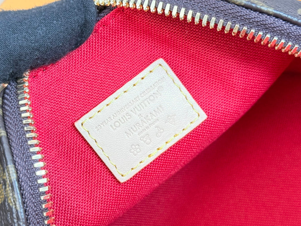 LV 25S NANO ALMA 18 IN DARK BROWN CANVAS MONOGRAM CHERRY PRINT GOLD HARDWARE