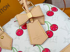 LV 25S ALMA BB 23 IN WHITE CANVAS MONOGRAM CHERRY PRINT GOLD HARDWARE